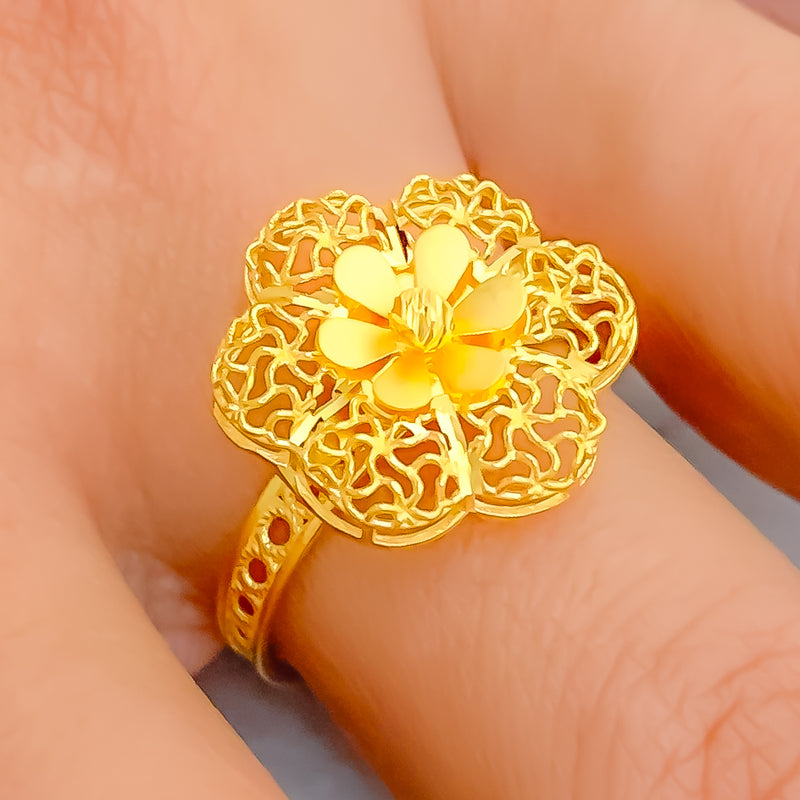 Bold Contemporary 22k Gold Flower Ring