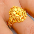 Ornate Floral Filigree 22k Gold Ring