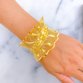 Ornamental Mesh Striped 21K Gold Bangle Bracelet