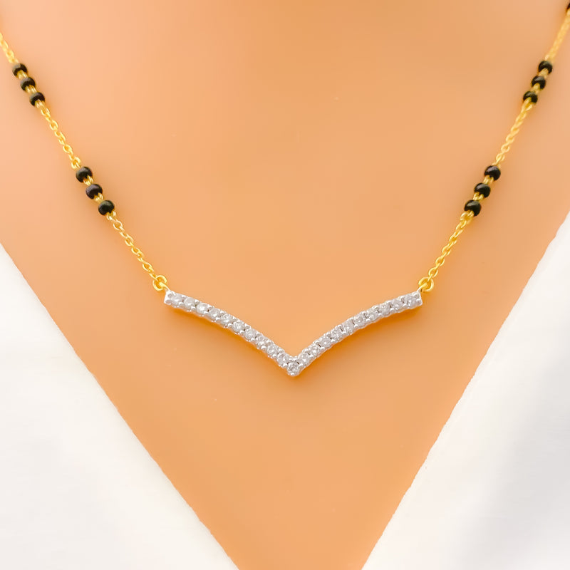 Modern Sparkling Diamond + 18k Gold Mangal Sutra 