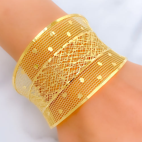 Dotted Impeccable Embellished 21K Gold Bangle Bracelet