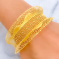 Reflective Ornate Filigree 21K Gold Bangle Bracelet