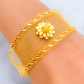 Minimalist Radiant Flower 21K Gold Bangle Bracelet