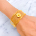 Minimalist Radiant Flower 21K Gold Bangle Bracelet