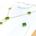 Majestic Ornate 21k Gold Clover Necklace Set