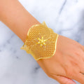 Trendy Distinct 21K Gold Floral Bangle Bracelet