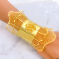 Royal Lustrous 21K Gold Netted Flower Bangle Bracelet