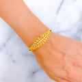 Timeless Beautiful 22k Gold Tapering Leaf Bangle Bracelet