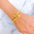 Shimmering Overlapping Floral 22k Gold Bangle Bracelet