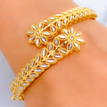 Shimmering Overlapping Floral 22k Gold Bangle Bracelet