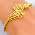 Captivating Sculptural 22k Gold Leaf Bangle Bracelet