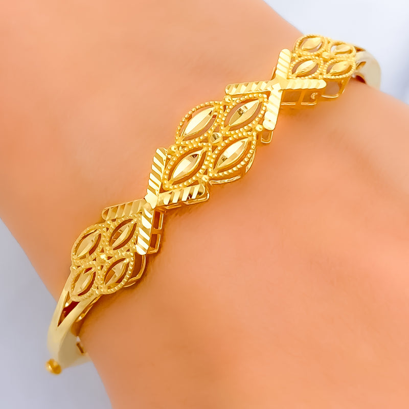 Glamorous Edgy 22k Gold Shiny Bangle Bracelet