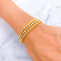 Luminescent Symmetrical 22k Gold Leaf Bangle Bracelet