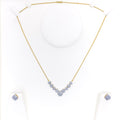Dapper Square Block Diamond + 18k Gold Necklace Set