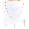 Modern Majestic Drop Diamond + 18k Gold Necklace Set 