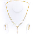 Shimmering Floral Dangling Diamond + 18k Gold Necklace Set 