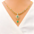 Palatial Diamond Flower + 18k Gold Necklace Set 