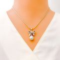 Pearl Ribbon Diamond + 18k Gold Pendant