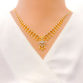 Stylish Fanned Diamond + 18k Gold Necklace Set 
