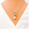 Pearl Ribbon Diamond + 18k Gold Pendant