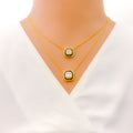 Contemporary Square Block Diamond + 18k Gold Necklace Set 
