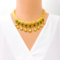 Green Kundan Clover 22k Gold Oxidized Set