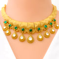 Green Kundan Clover 22k Gold Oxidized Set
