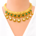 Green Kundan Clover 22k Gold Oxidized Set