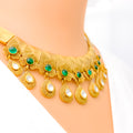 Green Kundan Clover 22k Gold Oxidized Set