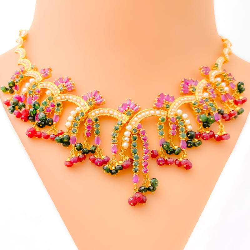 Traditional Dressy 22k Gold Set W/ Beaded Tassels