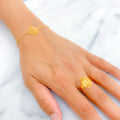 Contour Captivating 21k Gold Netted Paisley Bracelet W / Matching Ring