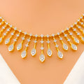 Graduating Marquise Drop Diamond + 18k Gold Necklace Set 