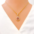 diamond-dainty-open-drop-diamond-pendant-set