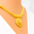 Delightful Upscale 22k Gold Floral Necklace Set