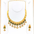 Green Kundan Clover 22k Gold Oxidized Set