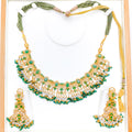 Royal Elevated Emerald + Pearl 22k Gold Necklace Set
