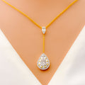 Sleek Shiny Drop Diamond + 18k Gold Necklace Set 