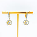 Dangling Floral Half Diamond Bali + 18k Gold Earrings 