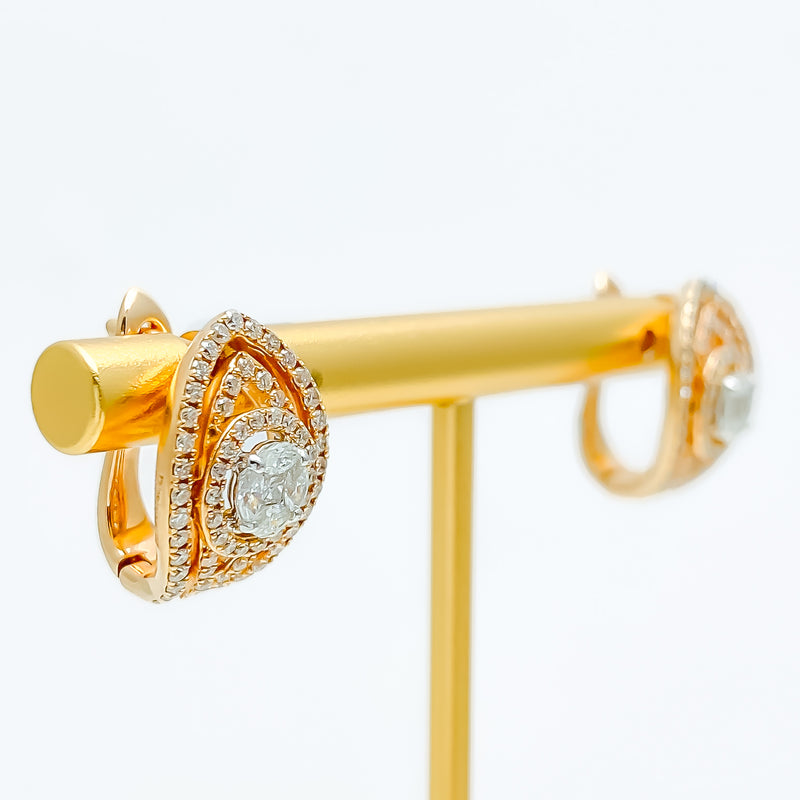 Extravagant Marquise Half Diamond Bali + 18k Gold Earrings