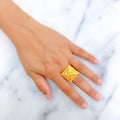 Exquisite Geometric 22k Gold Semi - Statement Ring