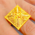 Exquisite Geometric 22k Gold Semi - Statement Ring