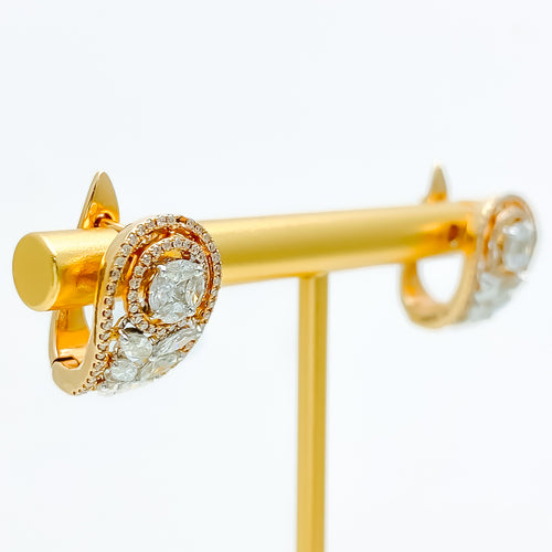 Sparkling Floral Half Diamond Bali + 18k Gold Earrings