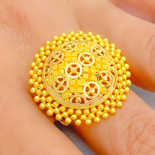 Dazzling Textured 22k Gold Semi-Statement Ring