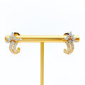 Reflective Floral Diamond + 18k Gold Earrings 