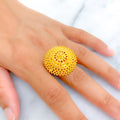 Beaded Eclectic Decadent 22k Gold Statement Ring