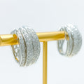 Striped Magnificent Half Diamond Bali + 18k Gold Earrings 