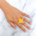 Trendy Flower 22k Gold Semi - Statement Ring