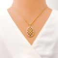 unique-checkered-diamond-18k-gold-pendant-set