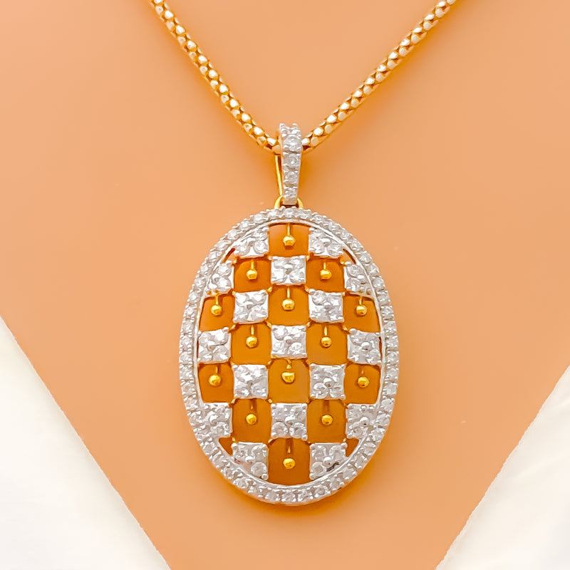 unique-checkered-diamond-18k-gold-pendant-set