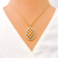 unique-checkered-diamond-18k-gold-pendant-set